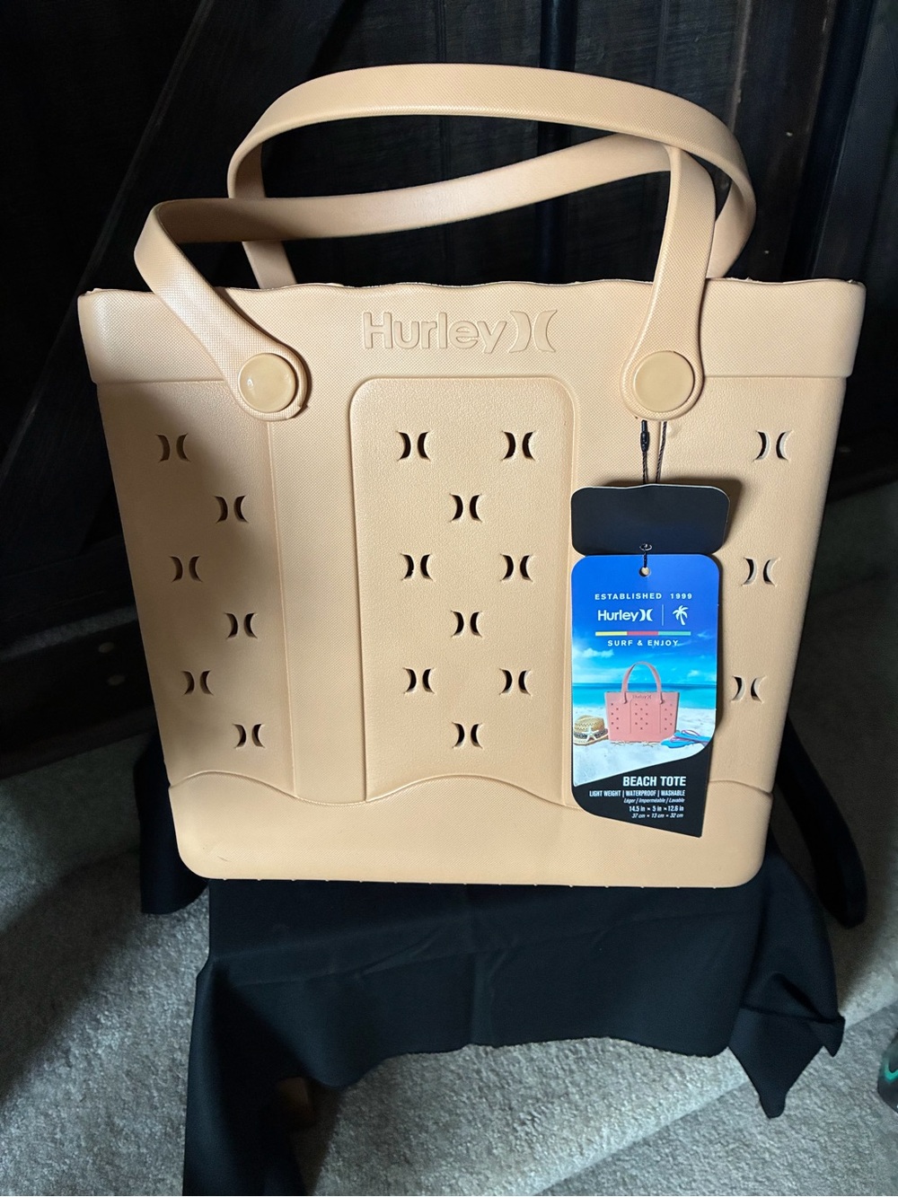 Hurley Peach-Colored Perforated Beach Tote